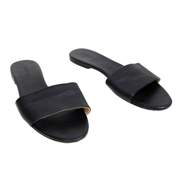 Nisolo BLACK GENUINE LEATHER LOW HEEL OPEN TOE SANDALS MULES SHOES Size 10 - Picture 1 of 10